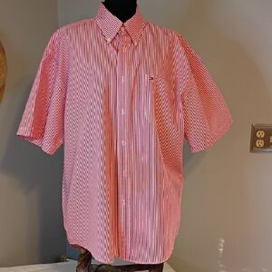Vintage Tommy Hilfiger Classic Red & White Striped Men's Shirt